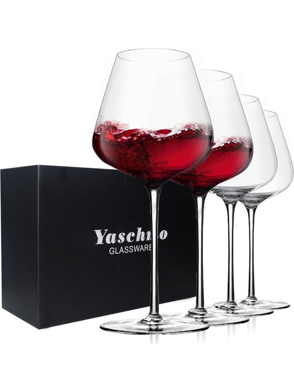 Elegant Red Wine Glasses Set of 4, 24.8oz Large Burgundy Stemware for